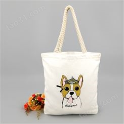 聚丰制袋 帆布袋拉链包定做定制 创意卡通小狗帆布袋生产厂家 可印LOGO