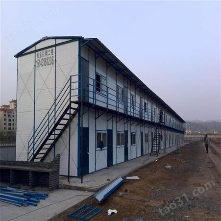 青岛彩钢板房厂家 芳林 外置走廊两层彩钢活动房 拆装方便可移动