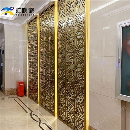 中式屏风中间带艺术玻璃 承接大型酒店隔断工程