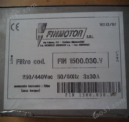 FINMOTOR谐波滤波器FIN230SP001M