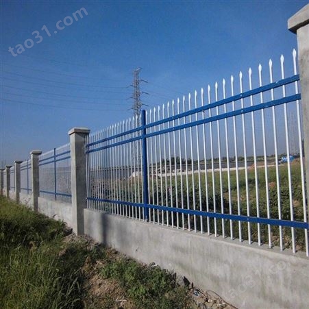 锌钢围墙护栏 西安世腾庭院小区透视墙公园厂区围栏蓝白色户外围墙铁艺护栏