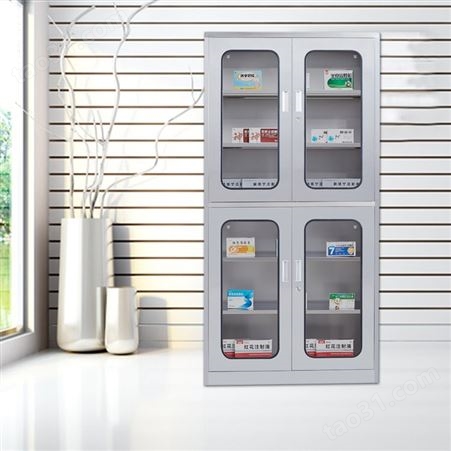 通体对开门玻璃药柜 304不锈钢药品储物柜 器械文件柜工具矮柜