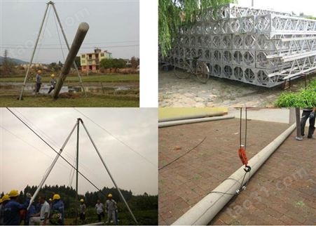 刻发 铝合金立杆机 12米加厚整体型 三角架立杆机 管式三角拔杆
