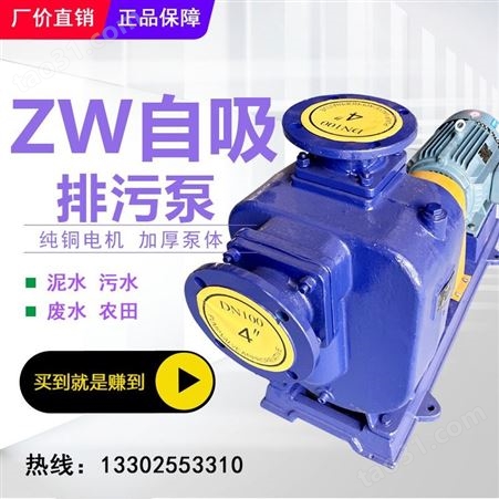 32ZW-10-20 带电机自吸泵无堵塞排污泵三相离心泵高扬程大流量 自吸泵