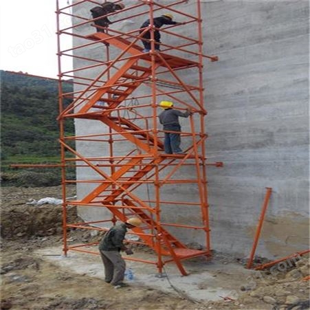 众鹏机械 地铁基坑重型安全爬梯 挂网式安全爬梯 路桥施工安全爬梯 支持定制