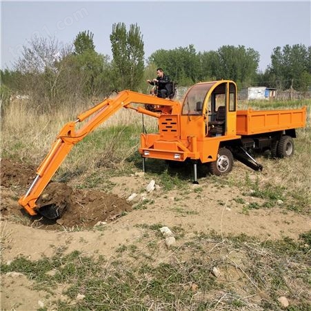 挖沙拉土翻斗车 挖沟挖渣土轮胎挖掘机  加装挖机的农用车厂家