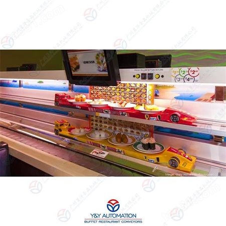 轨道送餐设备_送餐机器人设备图片_机器人送餐的餐厅_有轨送餐机器人
