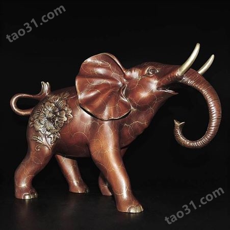 厂家纯铜大象摆件 金属工艺品定做 彩铜工艺品定制 家居客厅办公室装饰礼品