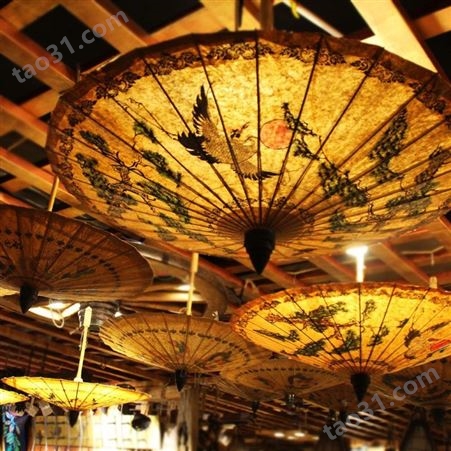 东南亚特色工艺品伞定制 创意怀旧手工彩绘婚礼用伞纸伞雨伞 泰国油纸伞