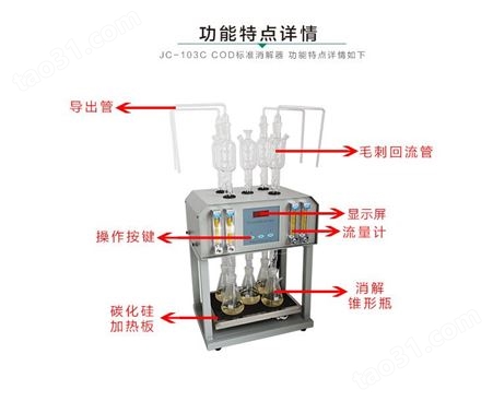 青岛聚创环保高氯标准COD消解器JC-103C型/污水处理厂、第三方检测公司专用消解器