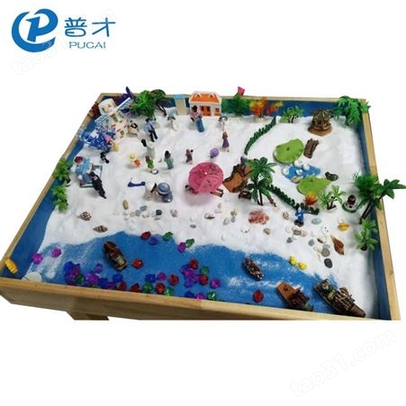 普才心理设备 中小学生专业600型实木心理疗法沙盘箱庭游戏套装沙具摆件模型 人物 建筑 动物 植物 pc-SP600