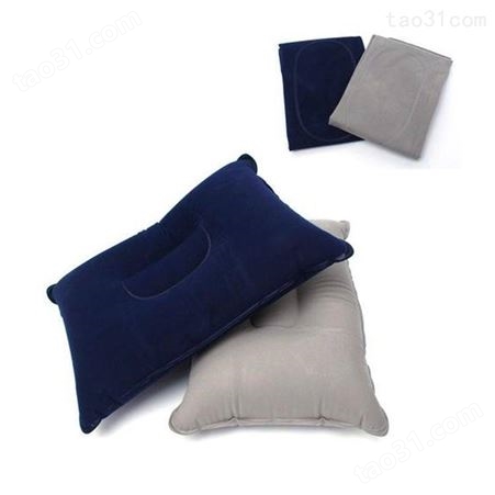 便携充气枕加厚植绒长形旅行枕 便携式充气枕  户外枕头 充气头枕