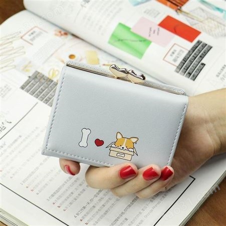 韩版新款折叠钱包女士可爱少女小清新大容量多功能简约时尚易携带