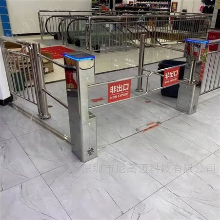 超市禁止出行单向门 不锈钢方形柱式道闸机 购物通道感应门