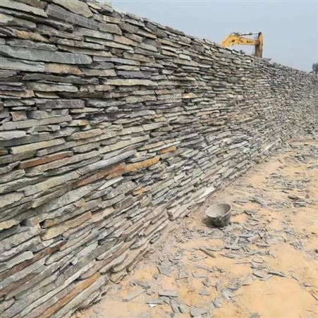 景观生态挡土墙石 天然板岩挡土石 砌墙石厂家批发